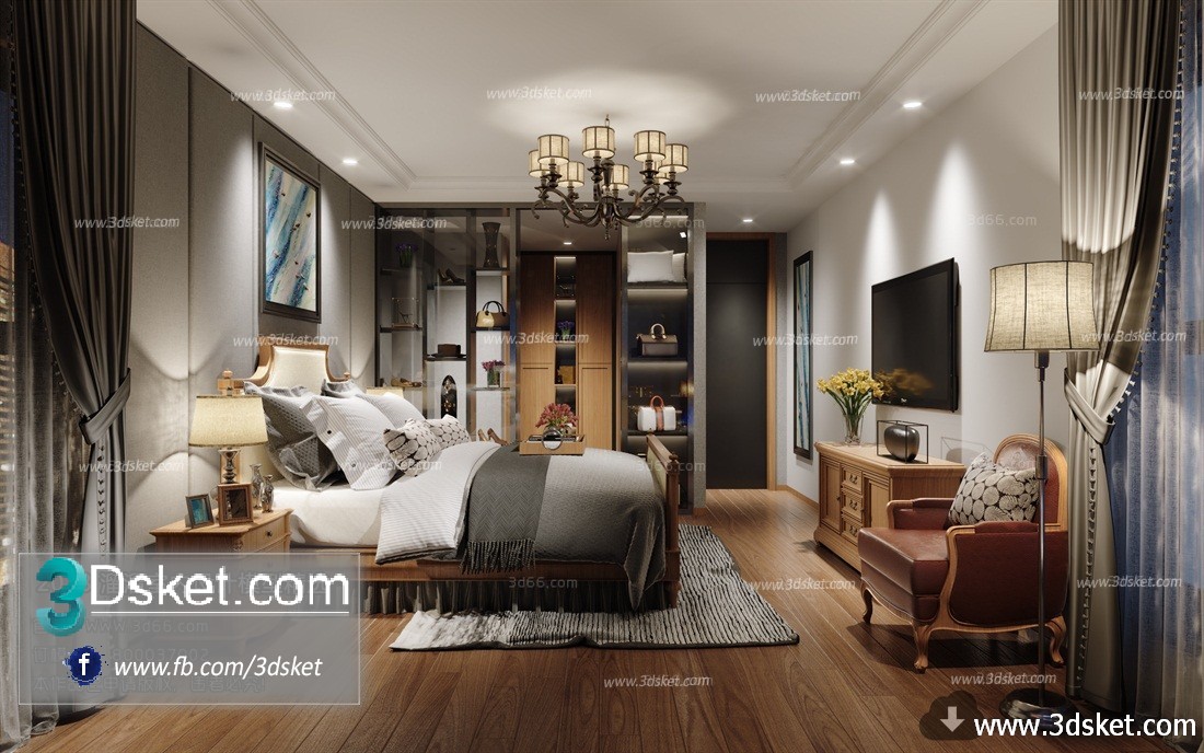 3D Interior Model BedRoom J014 Scene 3dsmax