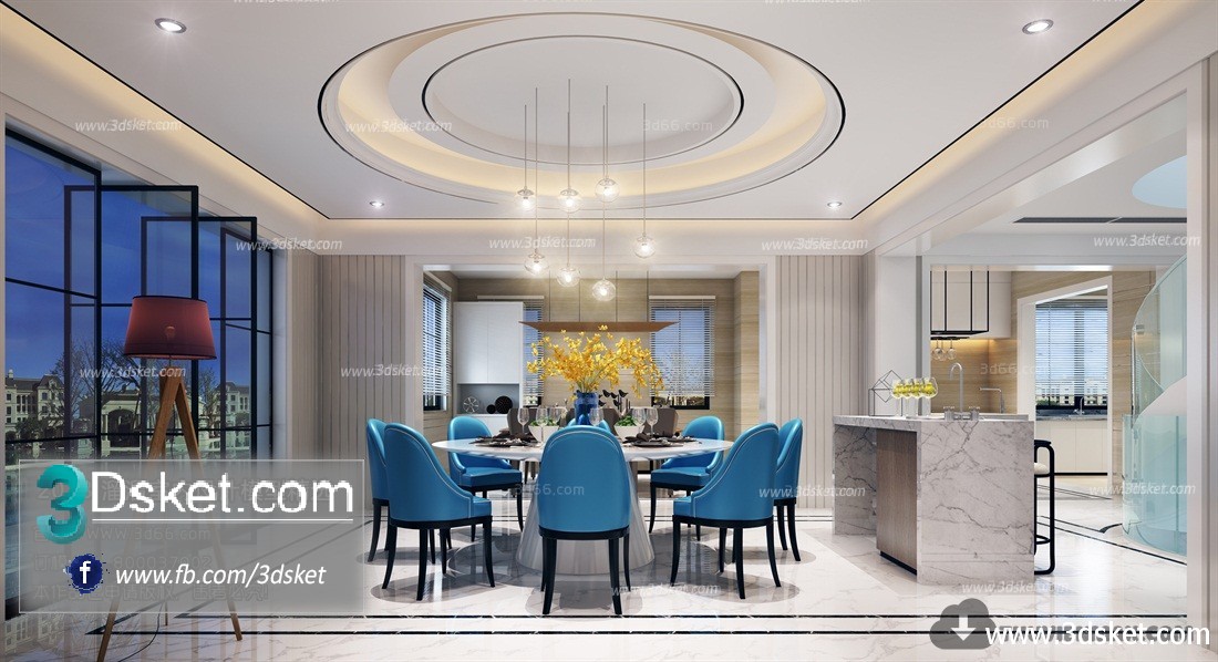 3D Interior Model Kitchen Room J014 Scene 3dsmax