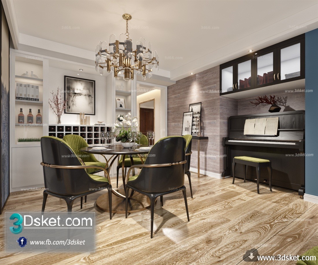 3D Interior Model Kitchen Room J015 Scene 3dsmax