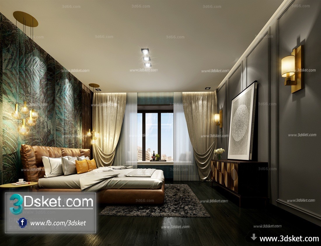 3D Interior Model BedRoom J016 Scene 3dsmax