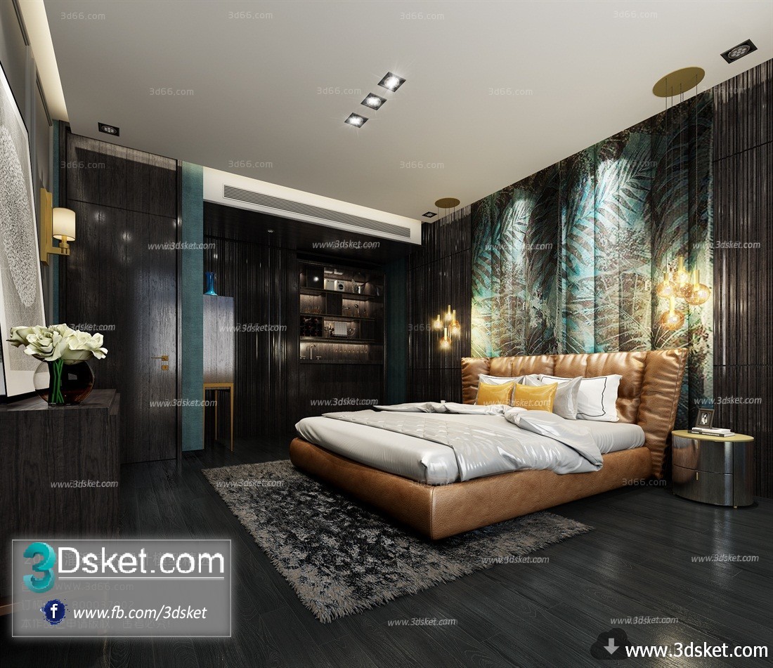 3D Interior Model BedRoom J016 Scene 3dsmax