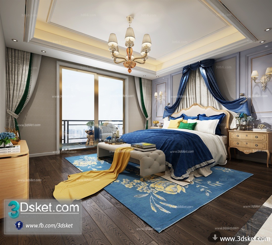 3D Interior Model BedRoom J017 Scene 3dsmax