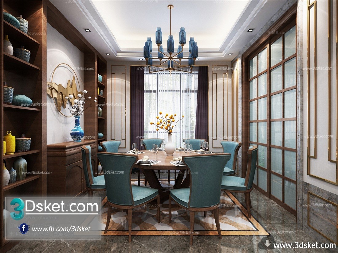 3D Interior Model Kitchen Room J017 Scene 3dsmax