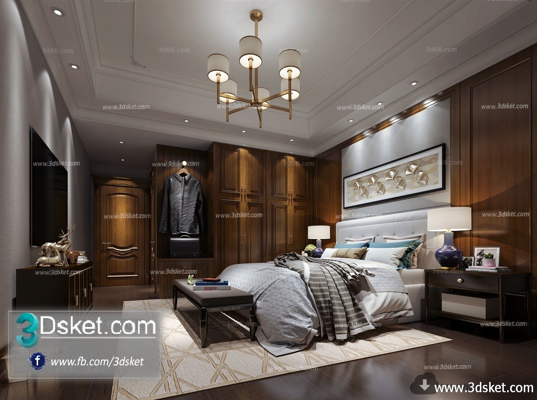 3D Interior Model BedRoom J018 Scene 3dsmax