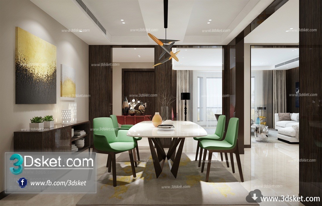 3D Interior Model Kitchen Room J018 Scene 3dsmax