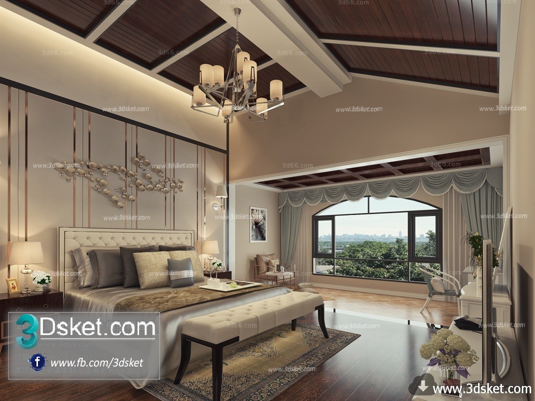 3D Interior Model BedRoom J019 Scene 3dsmax