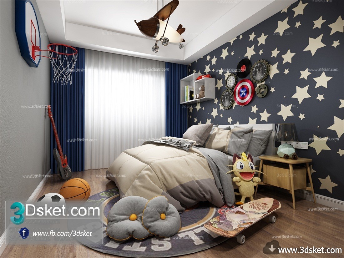 3D Interior Model BedRoom J020 Scene 3dsmax