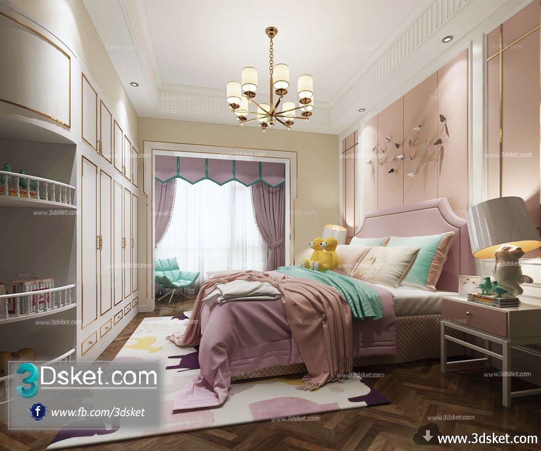 3D Interior Model BedRoom J022 Scene 3dsmax