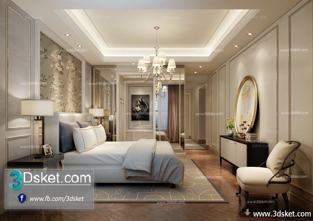 3D Interior Model BedRoom J023 Scene 3dsmax