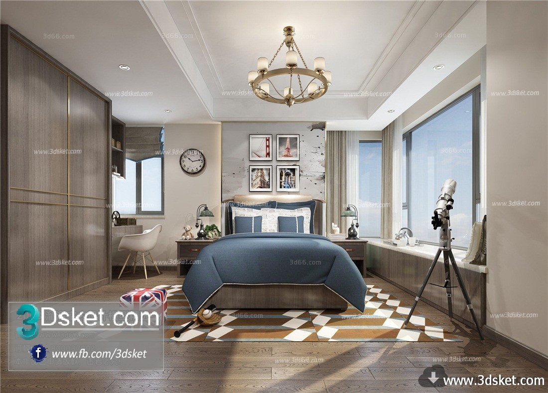 3D Interior Model BedRoom J024 Scene 3dsmax