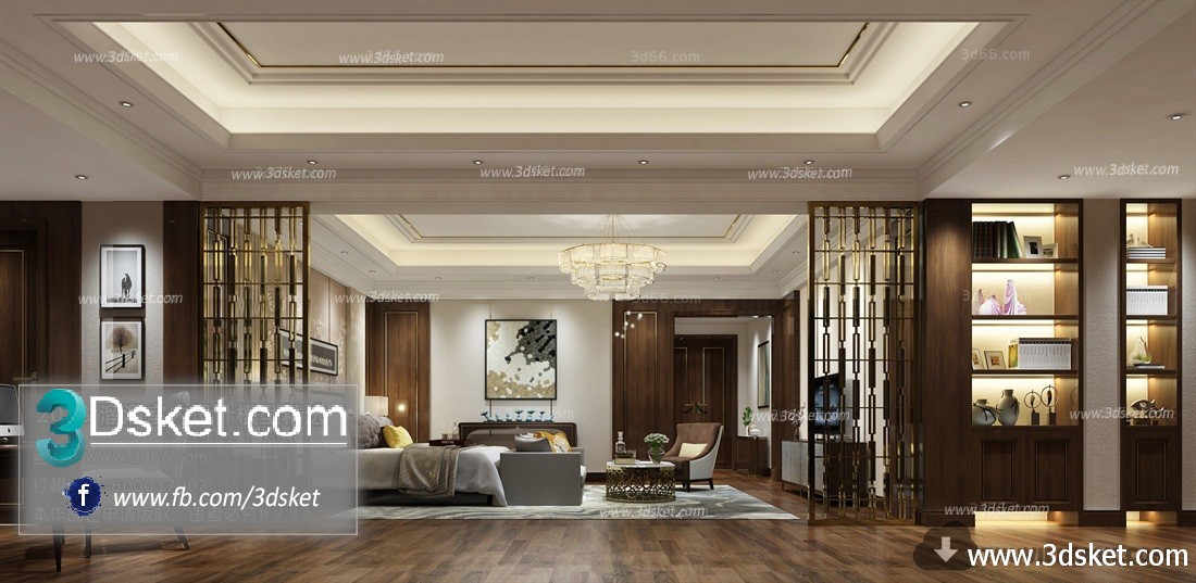 3D Interior Model BedRoom J025 Scene 3dsmax