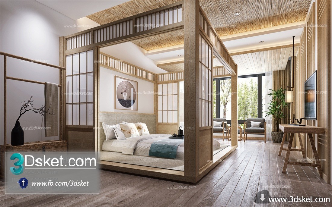 3D Interior Model BedRoom K001 Scene 3dsmax