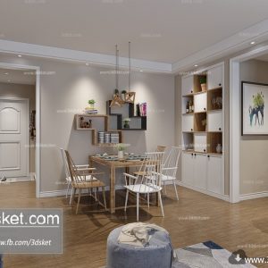 3D Interior Model Kitchen Room M001 Scene 3dsmax
