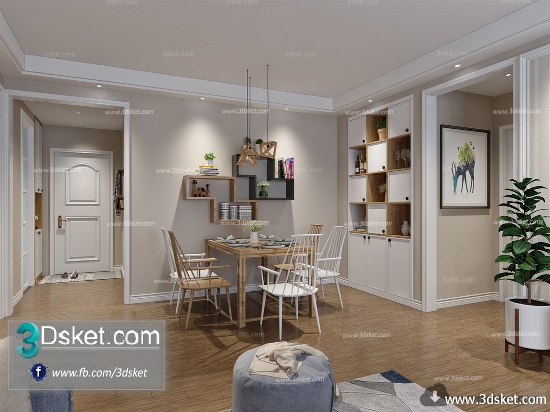 3D Interior Model Kitchen Room M001 Scene 3dsmax