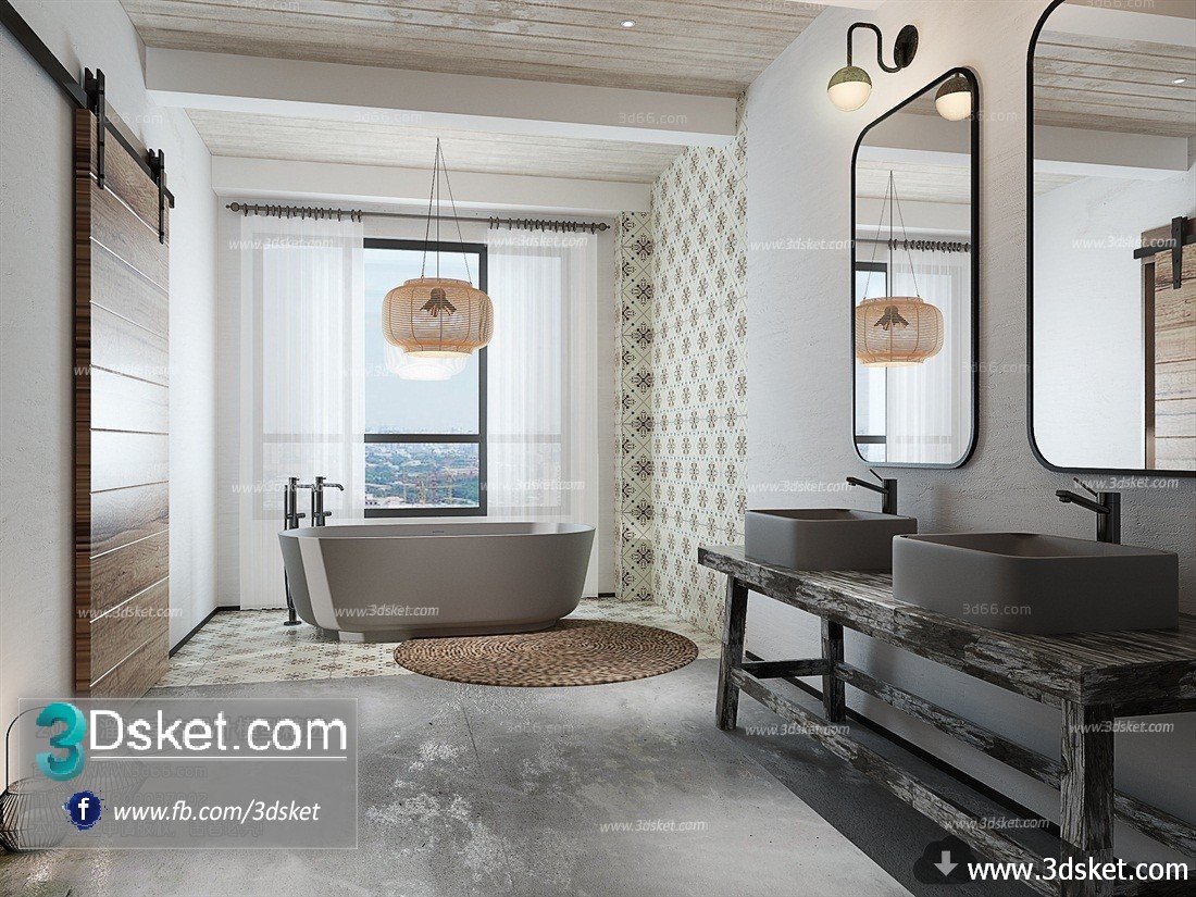 3D Interior Model BathRoom M001 Scene 3dsmax