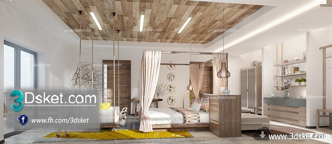 3D Interior Model BedRoom M001 Scene 3dsmax