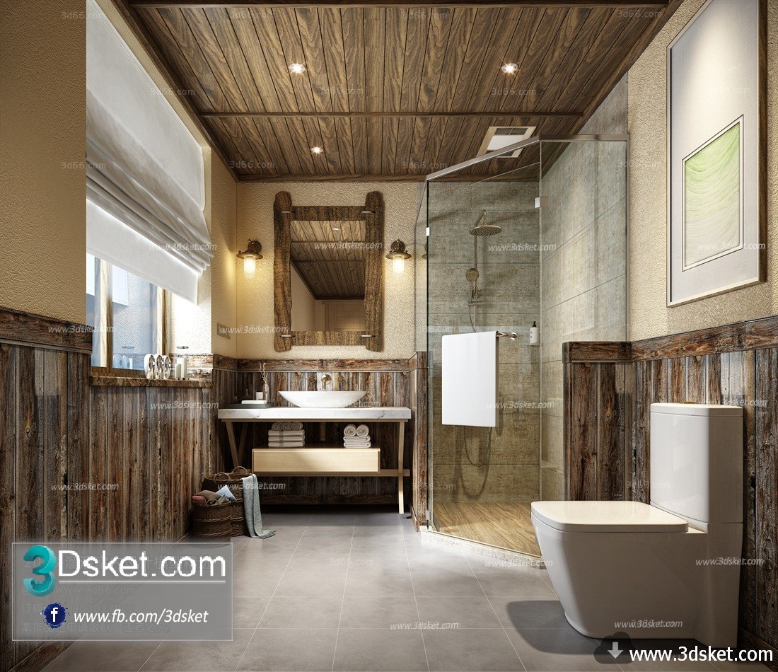 3D Interior Model BathRoom M003 Scene 3dsmax