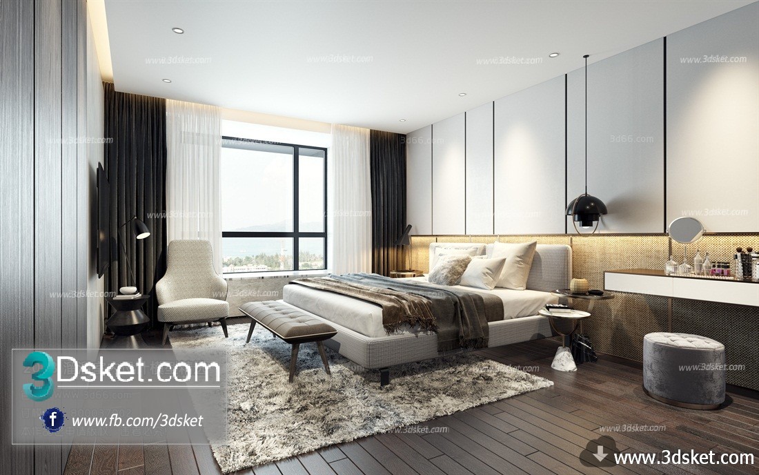 3D Interior Model BedRoom M003 Scene 3dsmax