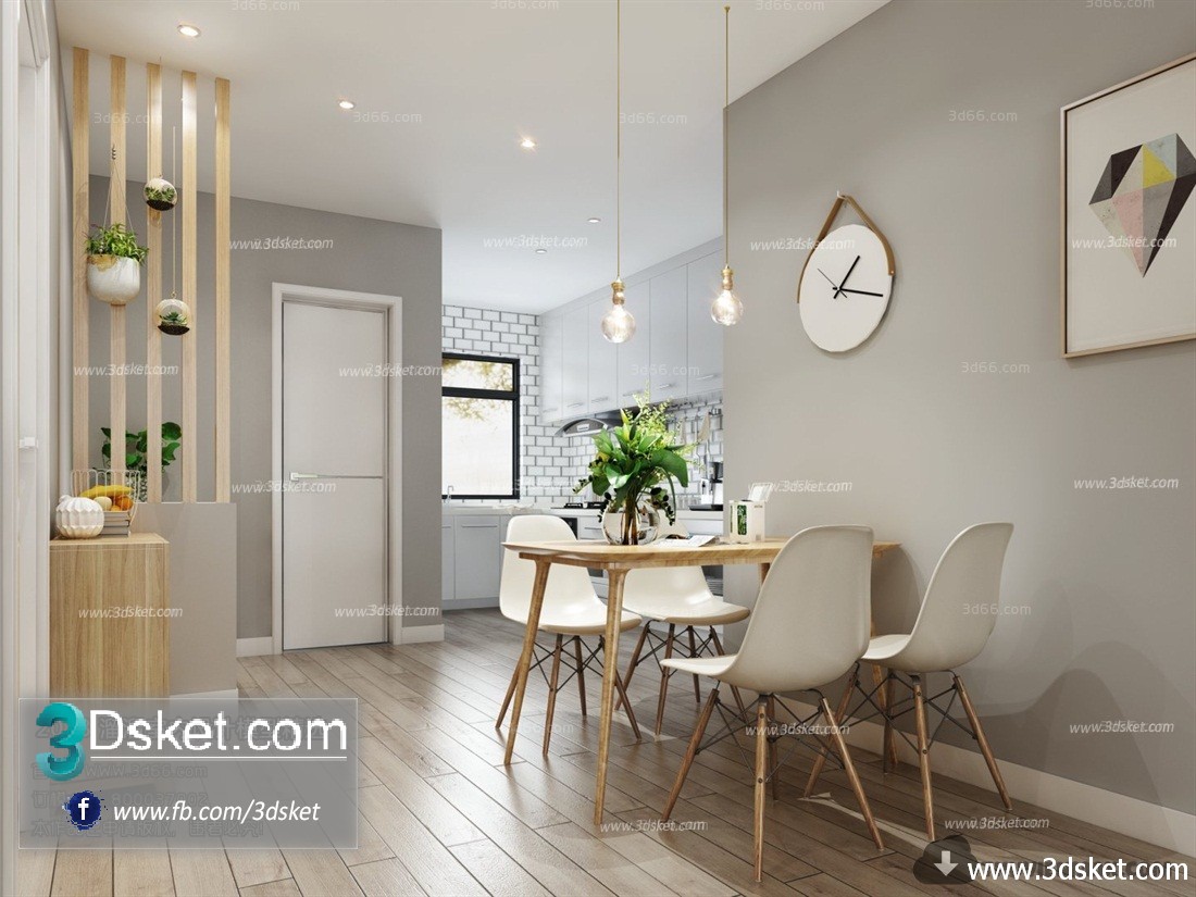 3D Interior Model Kitchen Room M003 Scene 3dsmax