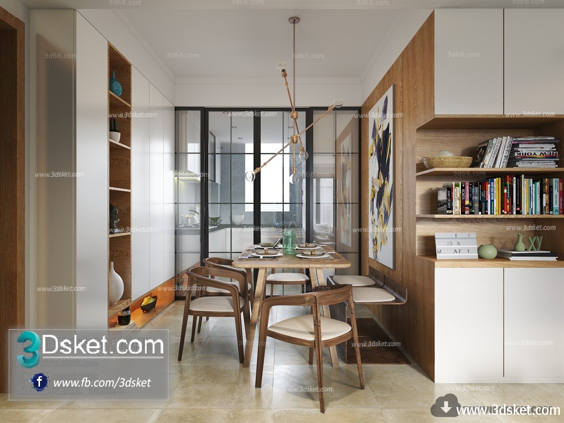 3D Interior Model Kitchen Room M004 Scene 3dsmax