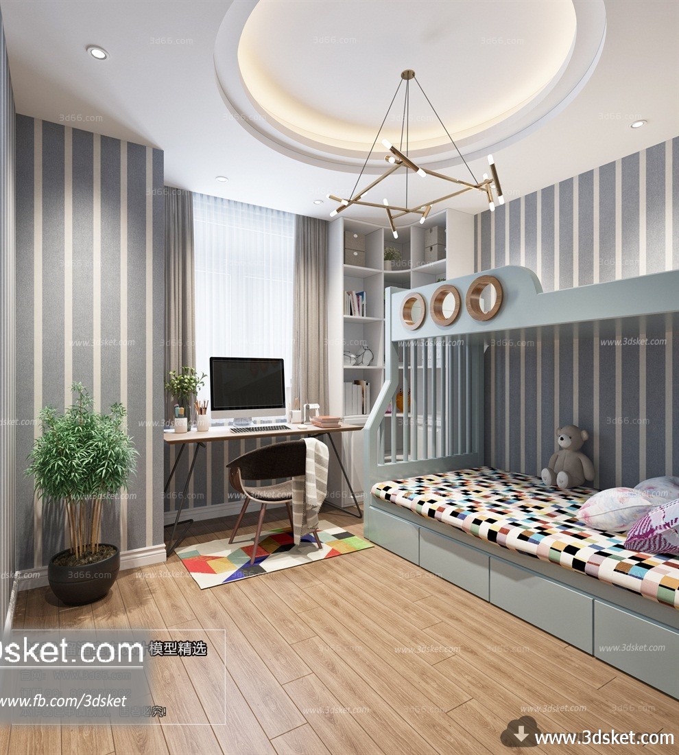 3D Interior Model BedRoom M004 Scene 3dsmax