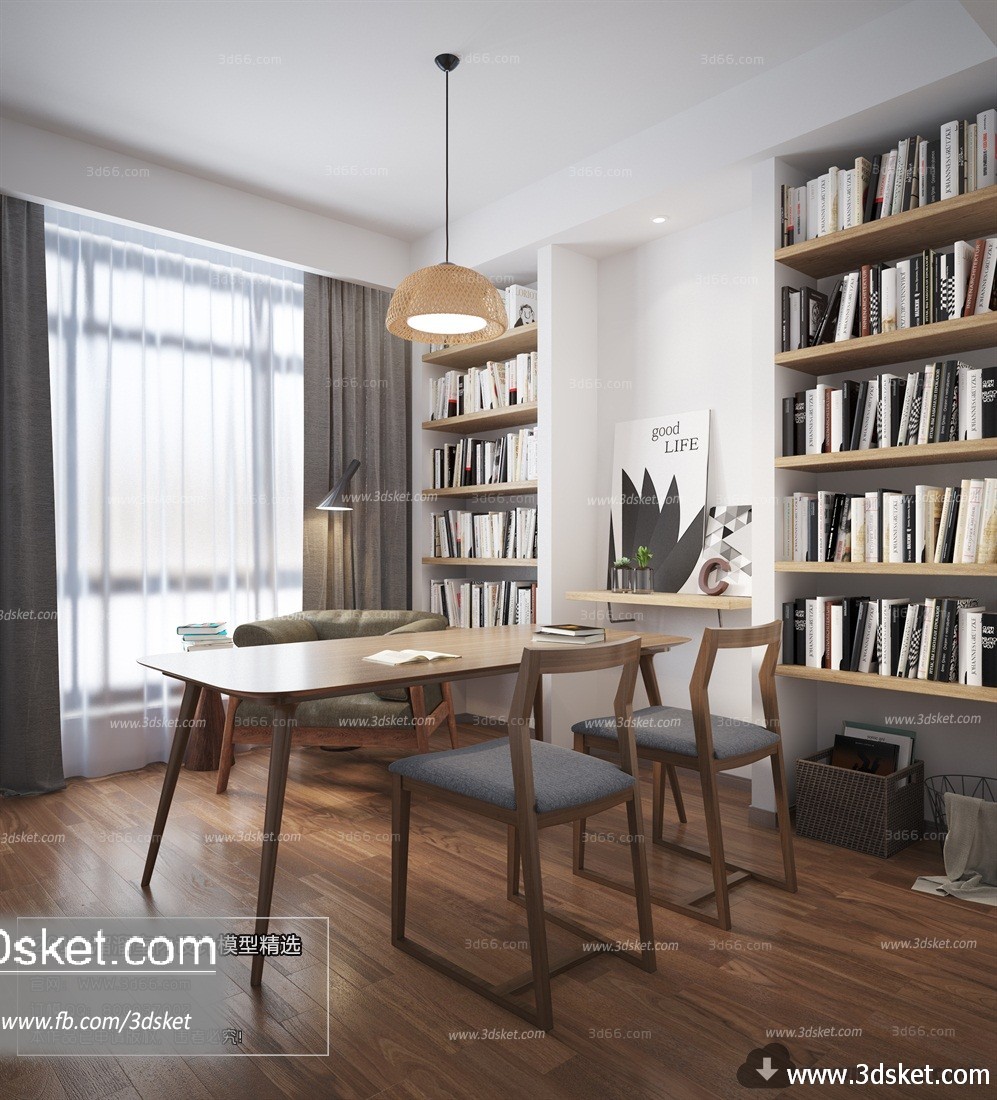 3D Interior Model Work Room M004 Scene 3dsmax - Download 3D Model Free