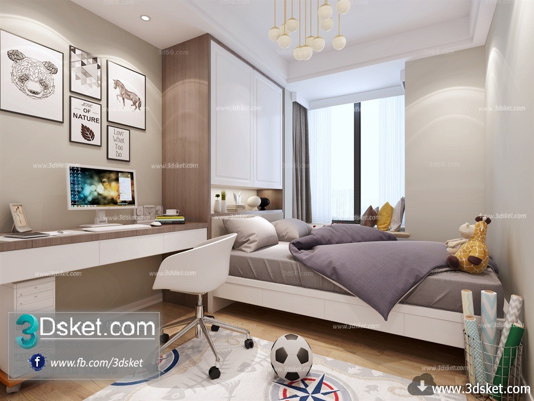 3D Interior Model BedRoom M005 Scene 3dsmax