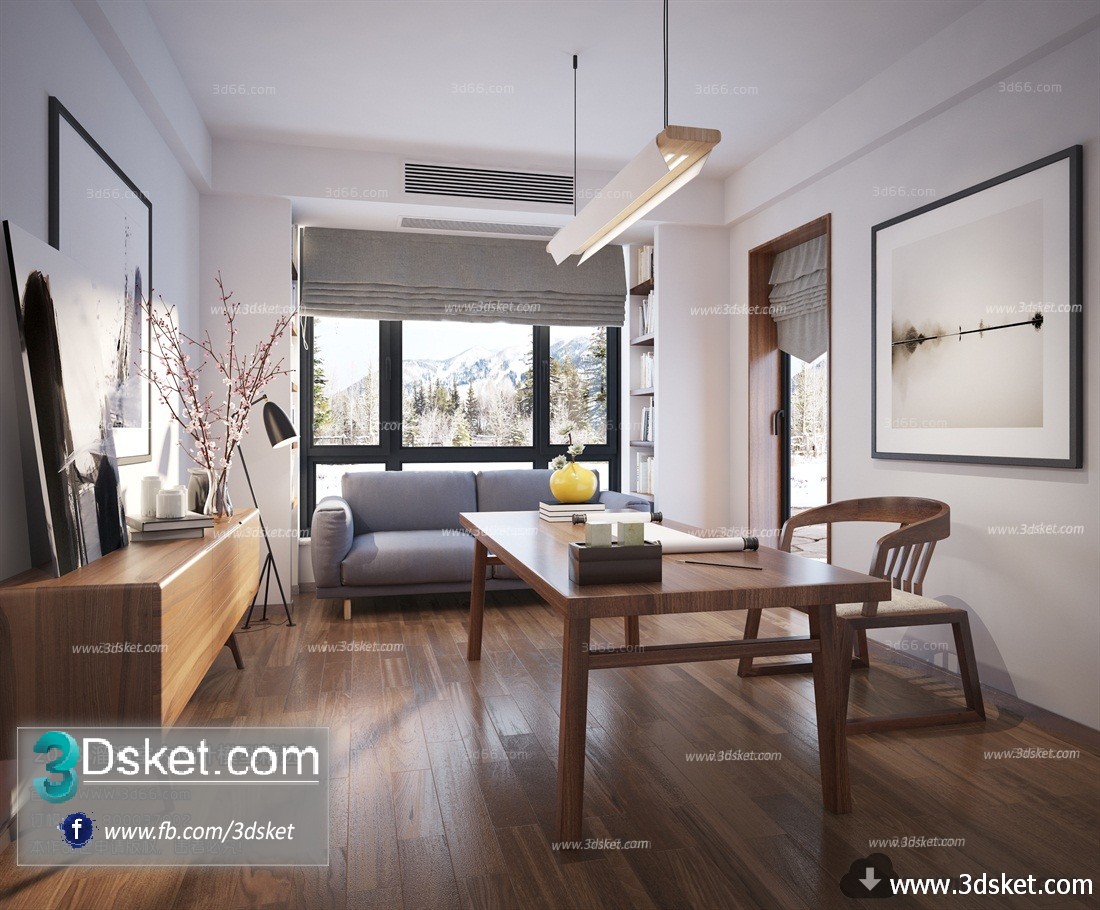 3D Interior Model Work Room M005 Scene 3dsmax