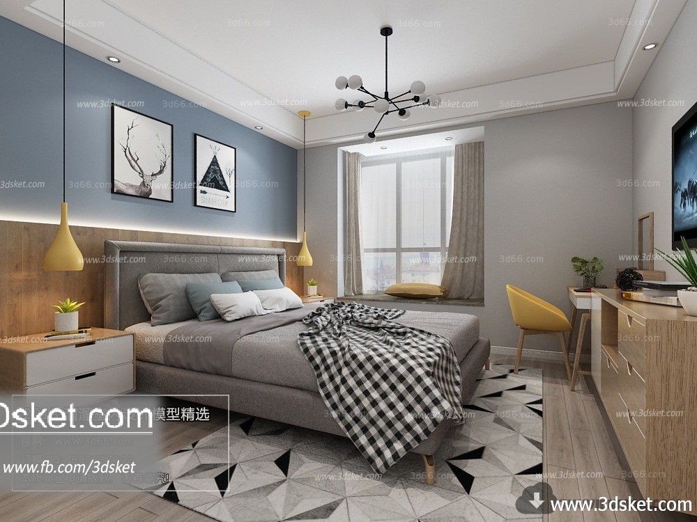 3D Interior Model BedRoom M006 Scene 3dsmax
