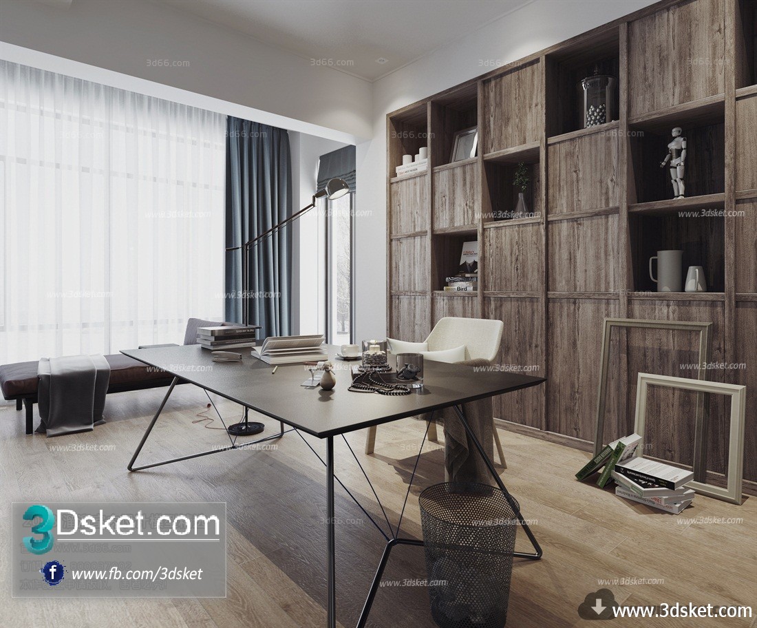3D Interior Model Work Room M006 Scene 3dsmax