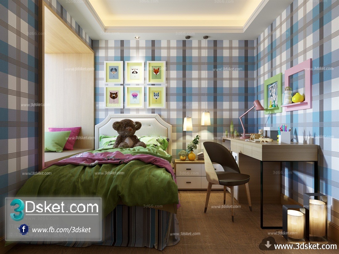 3D Interior Model BedRoom M007 Scene 3dsmax
