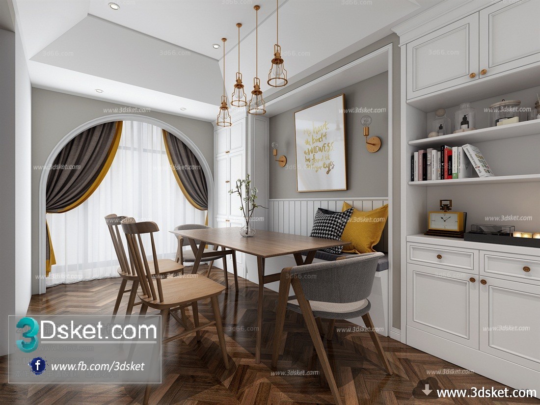 3D Interior Model Kitchen Room M008 Scene 3dsmax