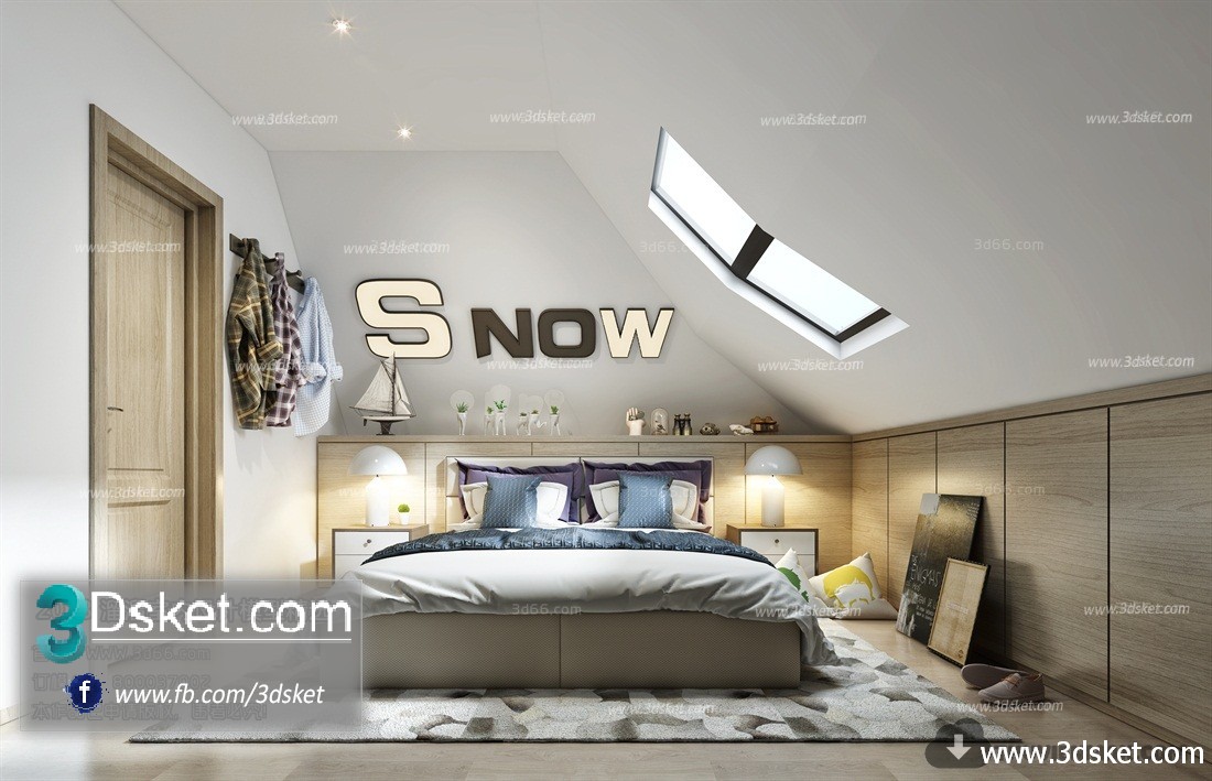 3D Interior Model BedRoom M009 Scene 3dsmax