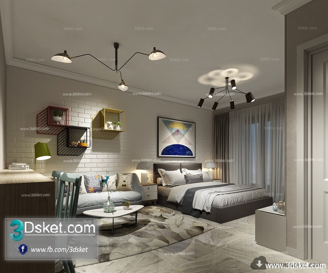 3D Interior Model BedRoom M010 Scene 3dsmax