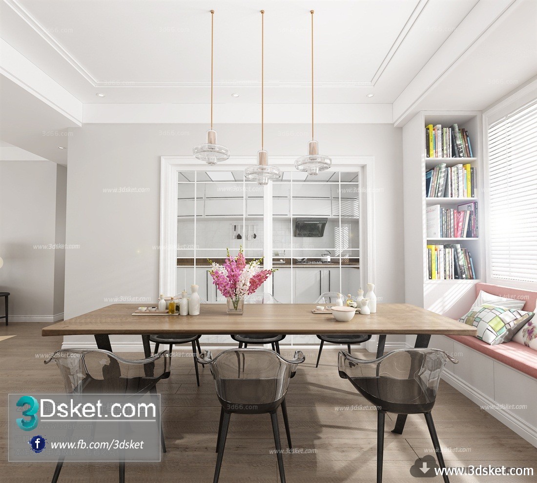 3D Interior Model Kitchen Room M010 Scene 3dsmax