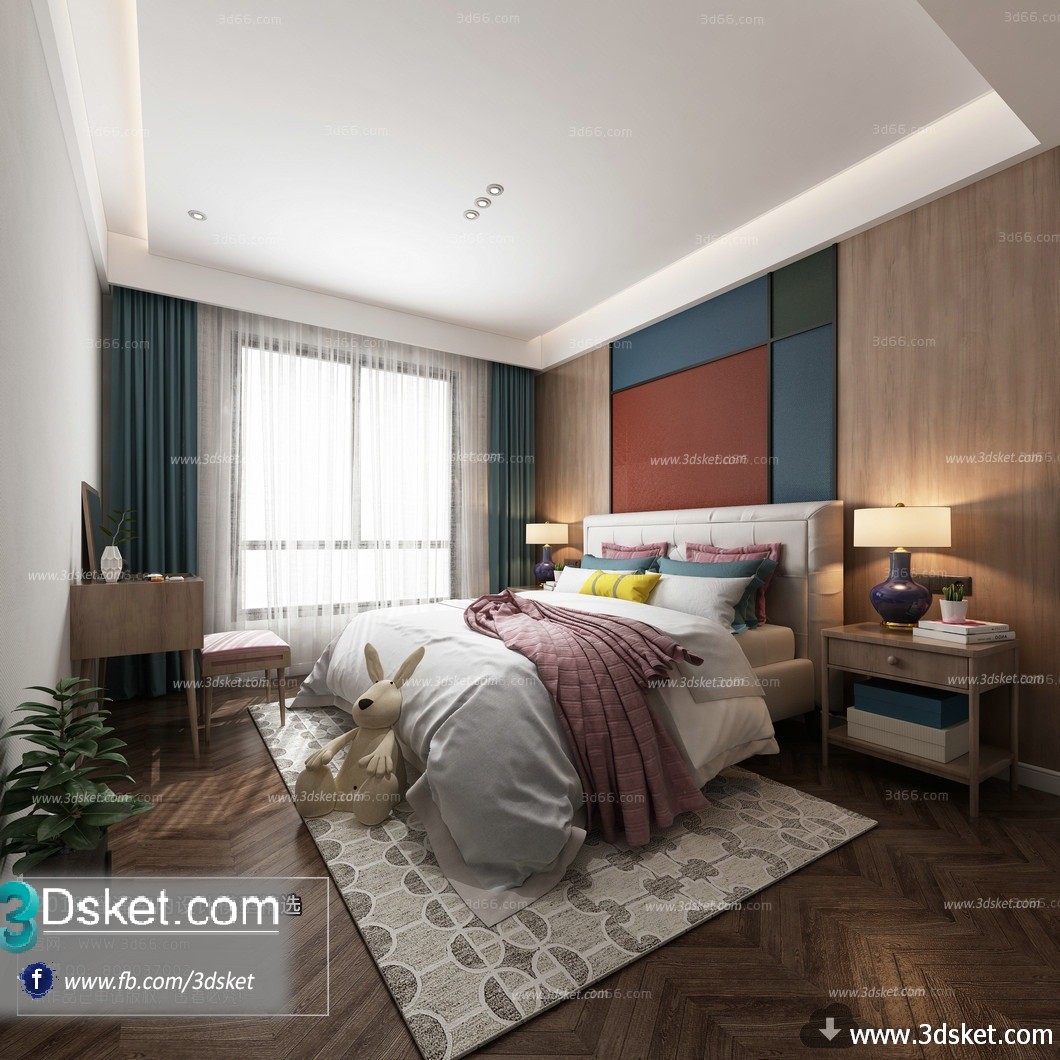 3D Interior Model BedRoom M011 Scene 3dsmax