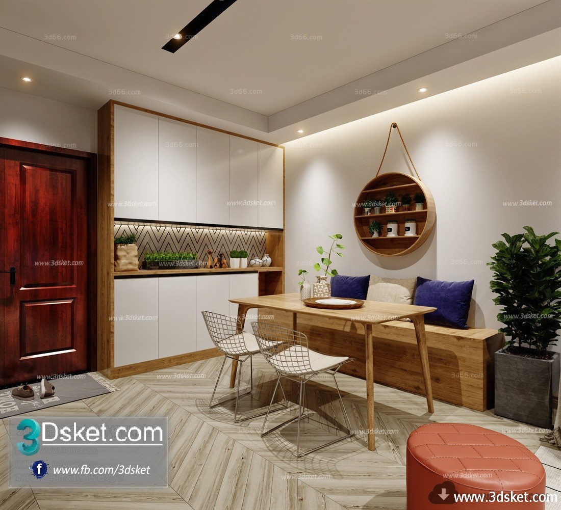 3D Interior Model Kitchen Room M011 Scene 3dsmax