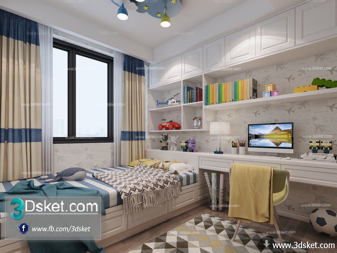 3D Interior Model BedRoom M012 Scene 3dsmax