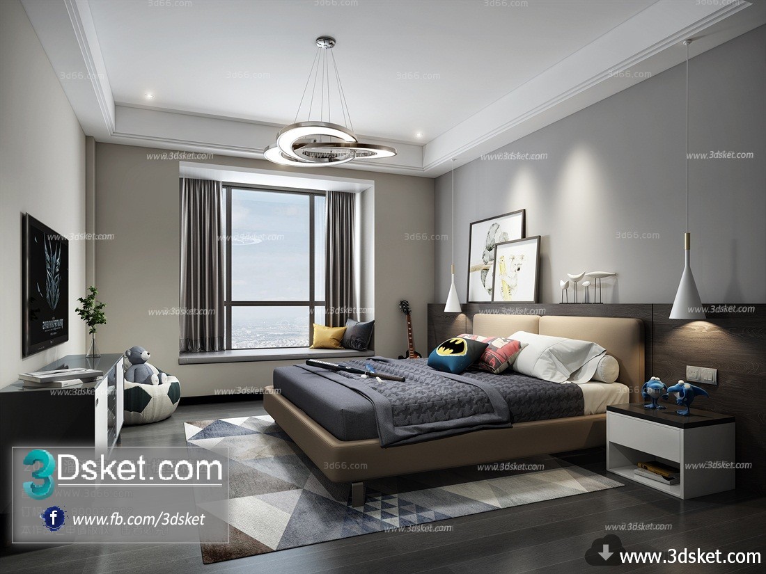 3D Interior Model BedRoom M013 Scene 3dsmax