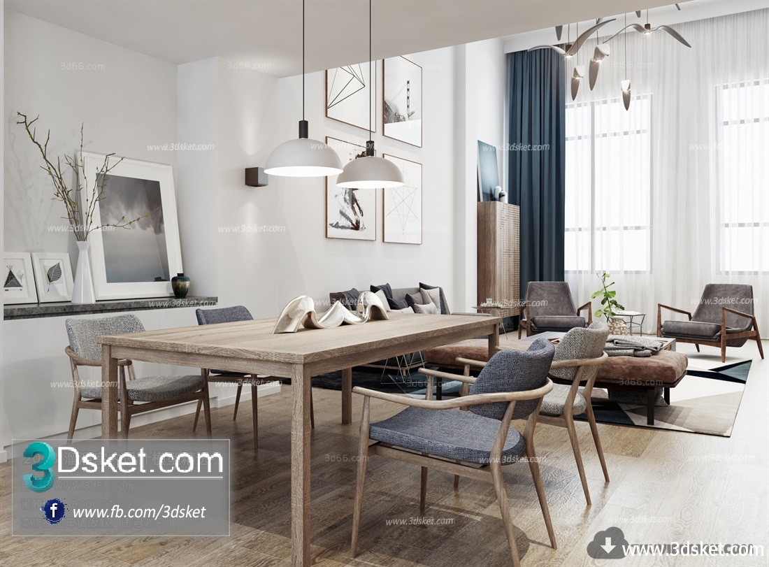 3D Interior Model Kitchen Room M013 Scene 3dsmax