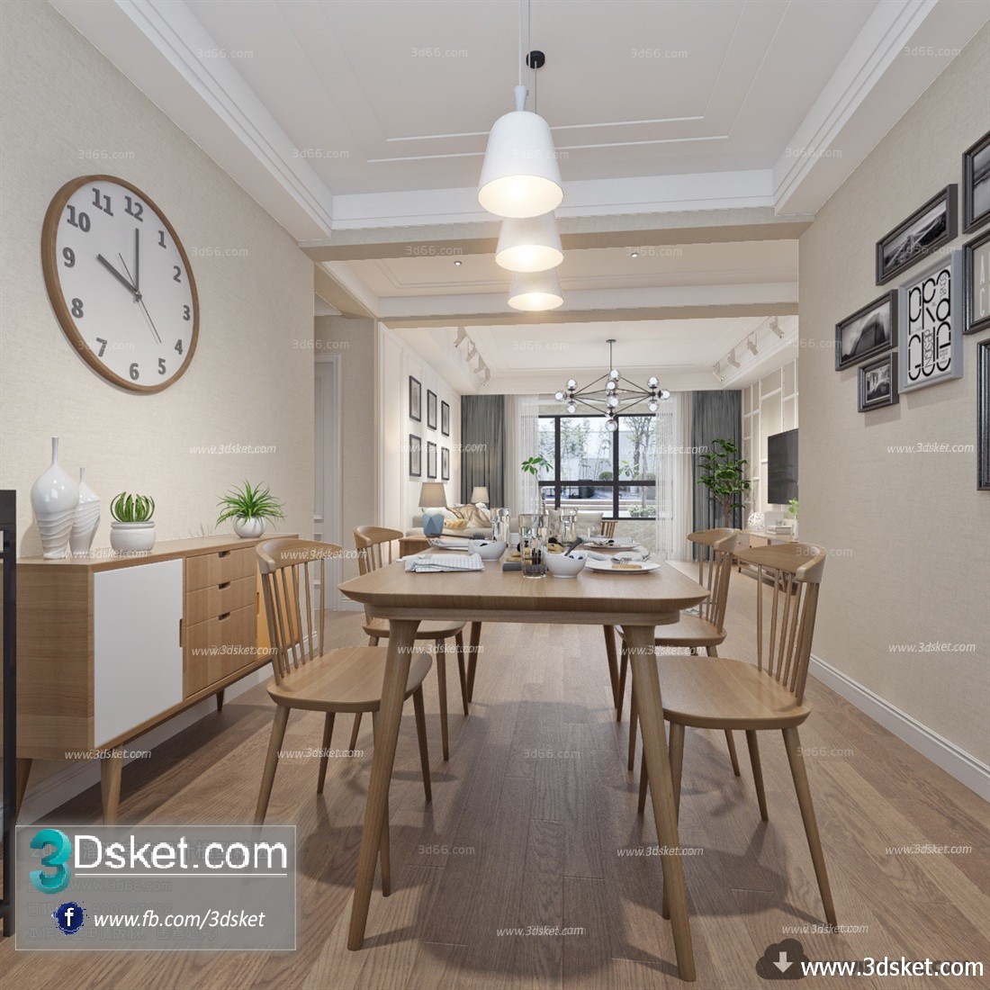 3D Interior Model Kitchen Room M015 Scene 3dsmax