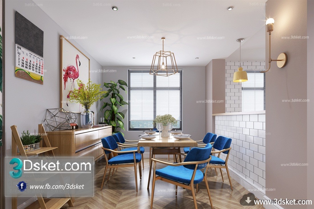 3D Interior Model Kitchen Room M016 Scene 3dsmax