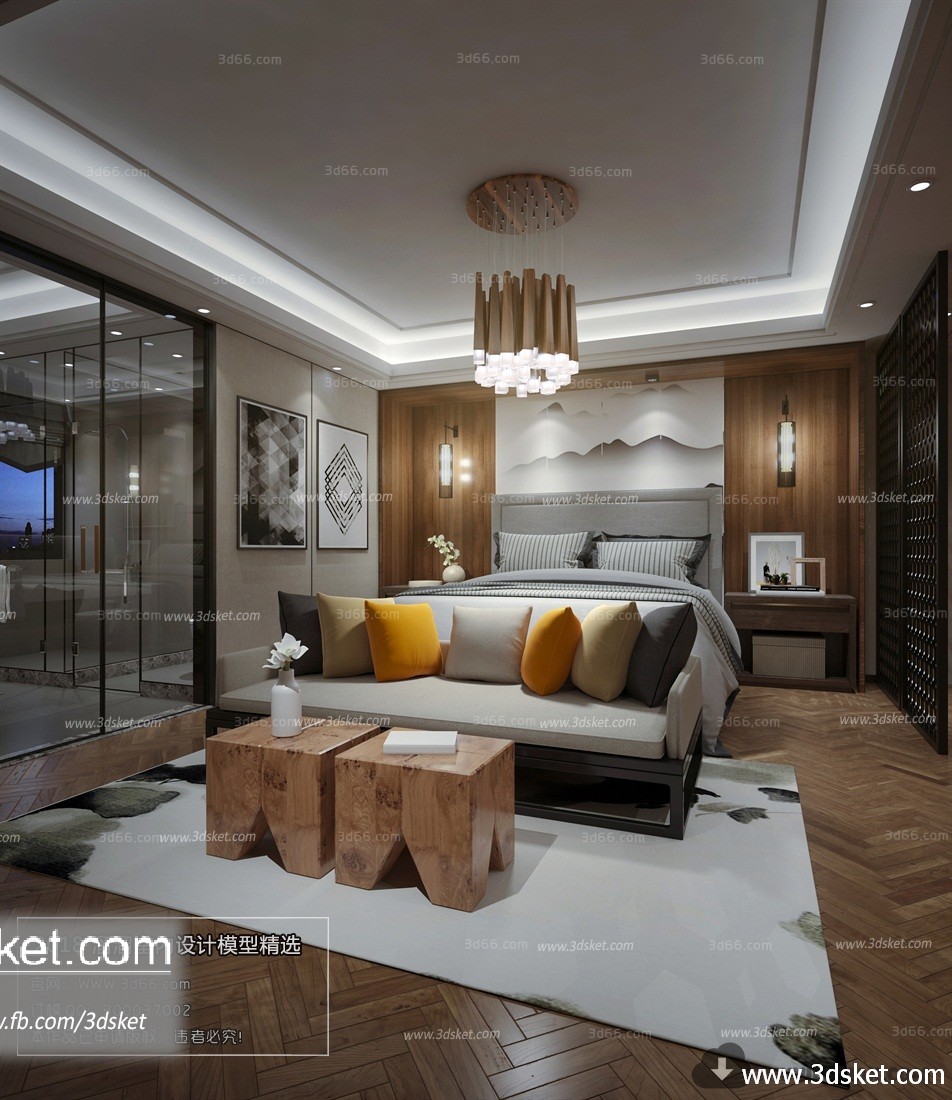 3D Interior Model BedRoom M017 Scene 3dsmax