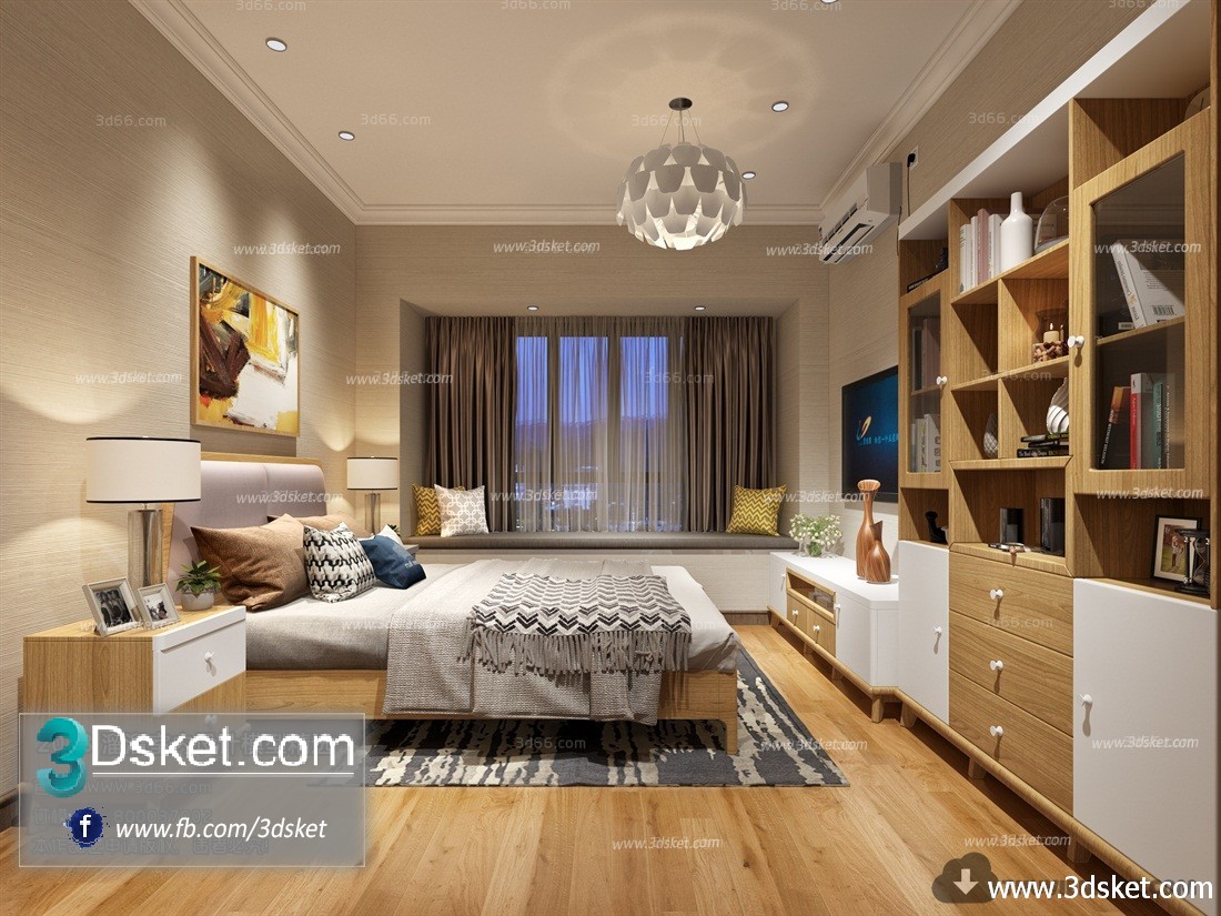 3D Interior Model BedRoom M018 Scene 3dsmax