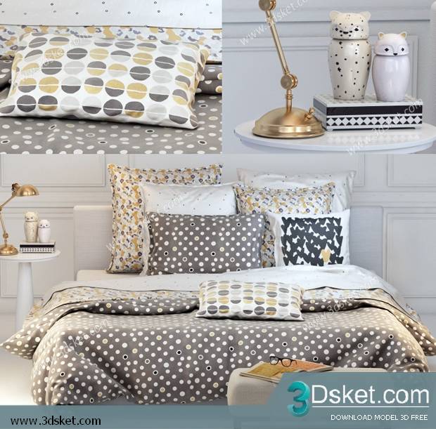 3D Model Bed Free Download Giường 298