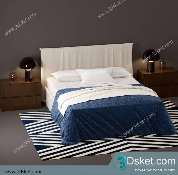 3D Model Bed Free Download Giường 302