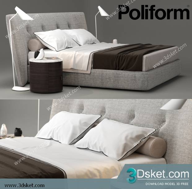 3D Model Bed Free Download Giường 305