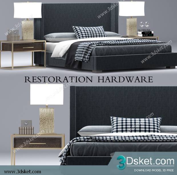 3D Model Bed Free Download Giường 307