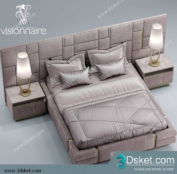 3D Model Bed Free Download Giường 341
