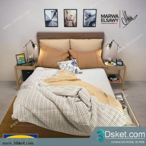 3D Model Bed Free Download Giường 342